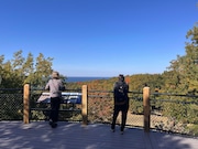 Hoffmaster's Dune Overlook trail is a main attraction. The trail is a half-mile roundtrip, with about 220 steps to the two platforms. Although it can be a steep climb, the views of Lake Michigan and colorful tree tops are worth it.