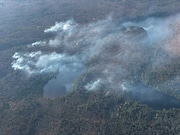 An overhead view of the Summit Lake fire in the McCormick Wilderness.