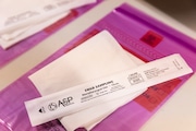 A nasal swab at the Spectrum Health COVID testing site in Grand Rapids on Thursday, Jan. 6, 2022. The site is located at 1300 Michigan St. NE. (Joel Bissell | MLive.com)